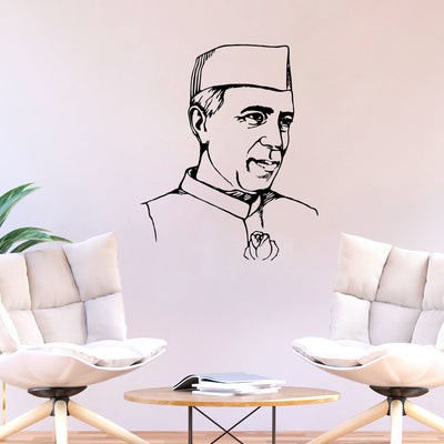 DECORGLANCE Motivational sticker Pandit Jawaharlal Nehru Premium Quality Wall Sticker