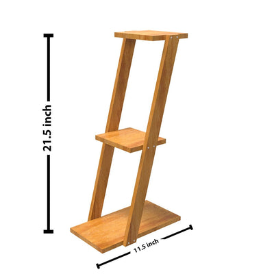 DecorGlance oak wooden large three planter stand