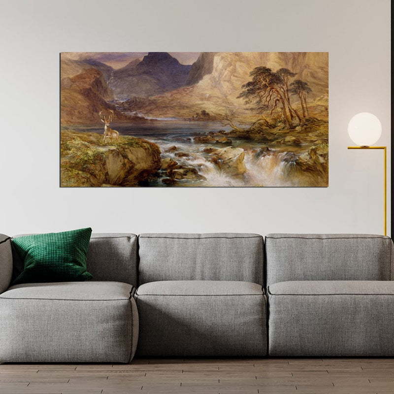 DecorGlance Oil Color Mountain View Canvas Wall painting