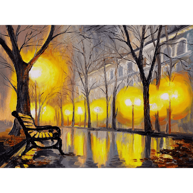 DECORGLANCE Oil Painting Autumn Street Wallpaper