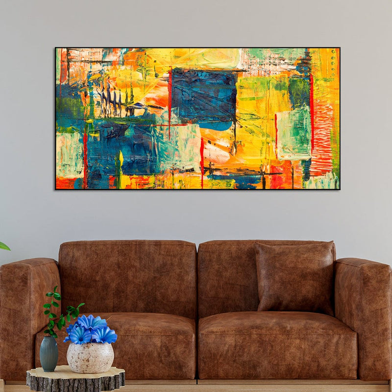 DecorGlance Paint Splatter Abstract Canvas Floating Frame Wall Painting