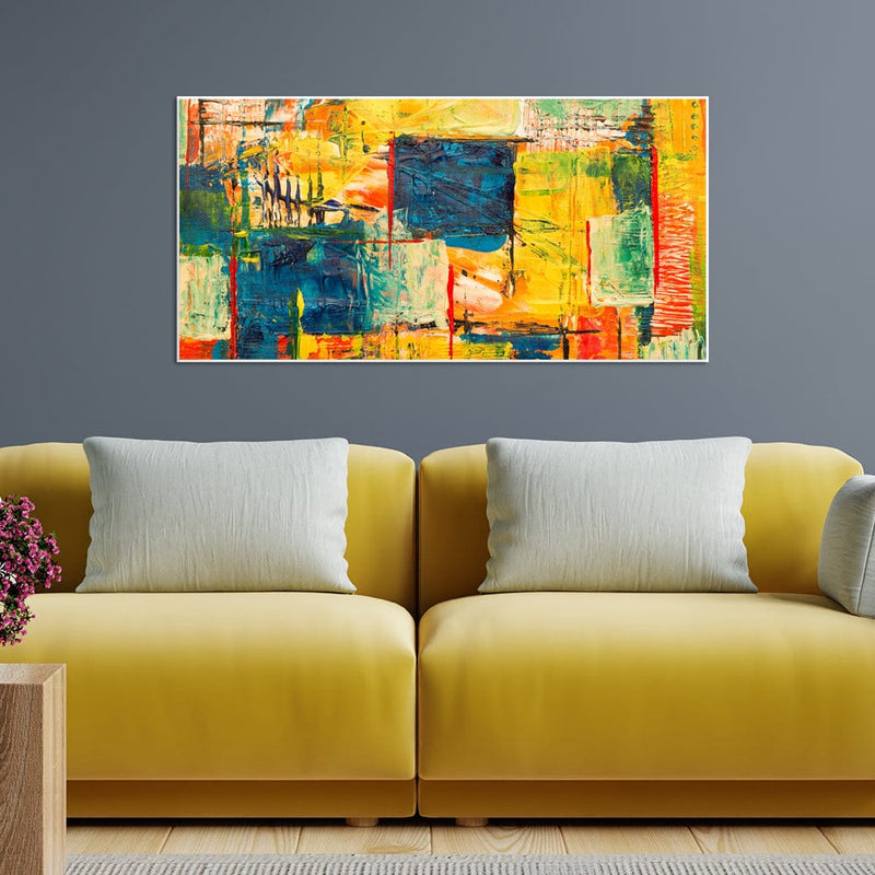 DecorGlance Paint Splatter Abstract Canvas Floating Frame Wall Painting