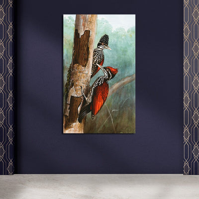 DecorGlance Pair Of Woodpeckers Canvas Wall Painting
