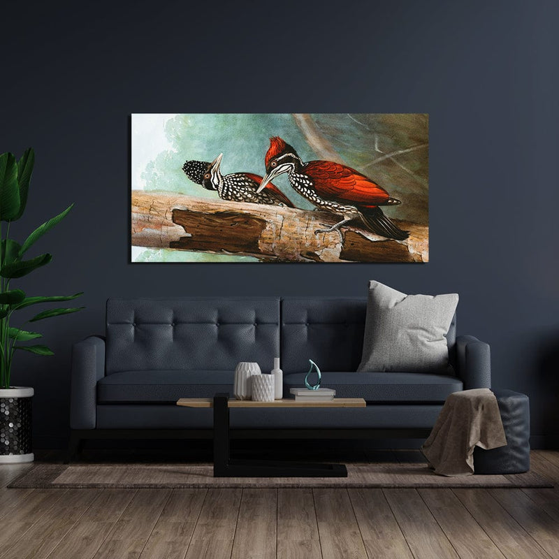 DecorGlance Pair Of Woodpeckers Canvas Wall Painting