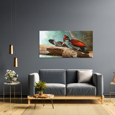 DecorGlance Pair Of Woodpeckers Canvas Wall Painting