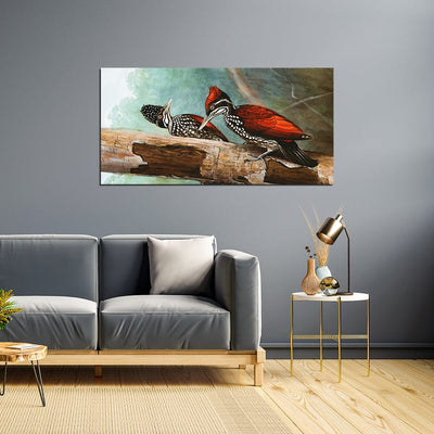 DecorGlance Pair Of Woodpeckers Canvas Wall Painting