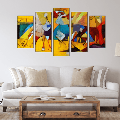 DECORGLANCE Panel painting Picasso Painting Canvas Wall Painting- With 5 Frames