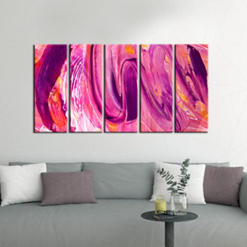 DECORGLANCE Panel painting Panel Painting Pink Marbling Effect Abstract Wall Painting- With 5 Frames
