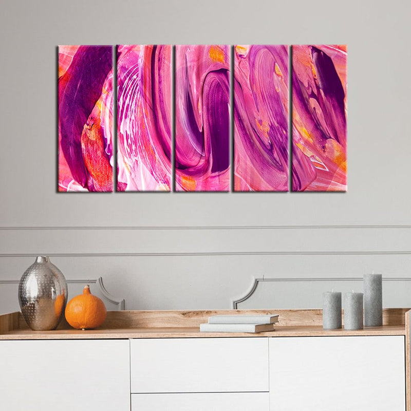 DECORGLANCE Panel painting Panel Painting Pink Marbling Effect Abstract Wall Painting- With 5 Frames