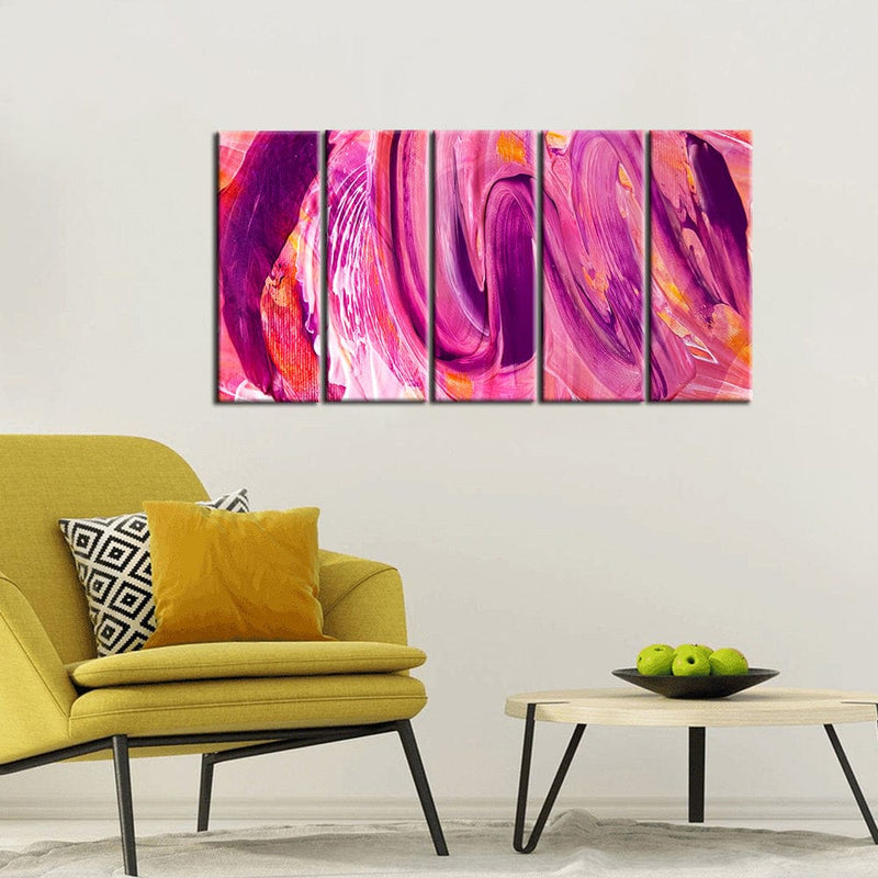 DECORGLANCE Panel painting Panel Painting Pink Marbling Effect Abstract Wall Painting- With 5 Frames
