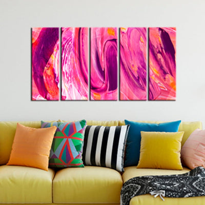 DECORGLANCE Panel painting Panel Painting Pink Marbling Effect Abstract Wall Painting- With 5 Frames
