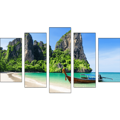 DECORGLANCE Panel painting Railay Beach Canvas Wall Painting- With 5 Frames