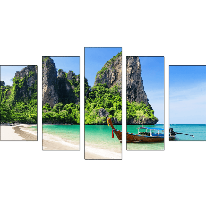DECORGLANCE Panel painting Railay Beach Canvas Wall Painting- With 5 Frames