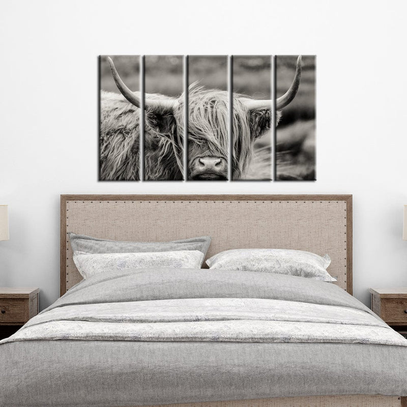 DECORGLANCE Panel painting Panel Painting Scottish Highland Cattle Animal Canvas Wall Painting- With 5 Frames