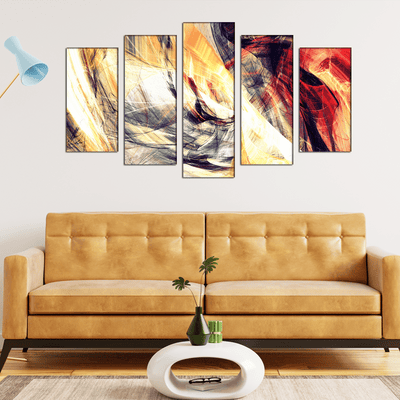 DECORGLANCE Panel painting Smoke Effect Abstract Canvas Wall Painting- With 5 Frames