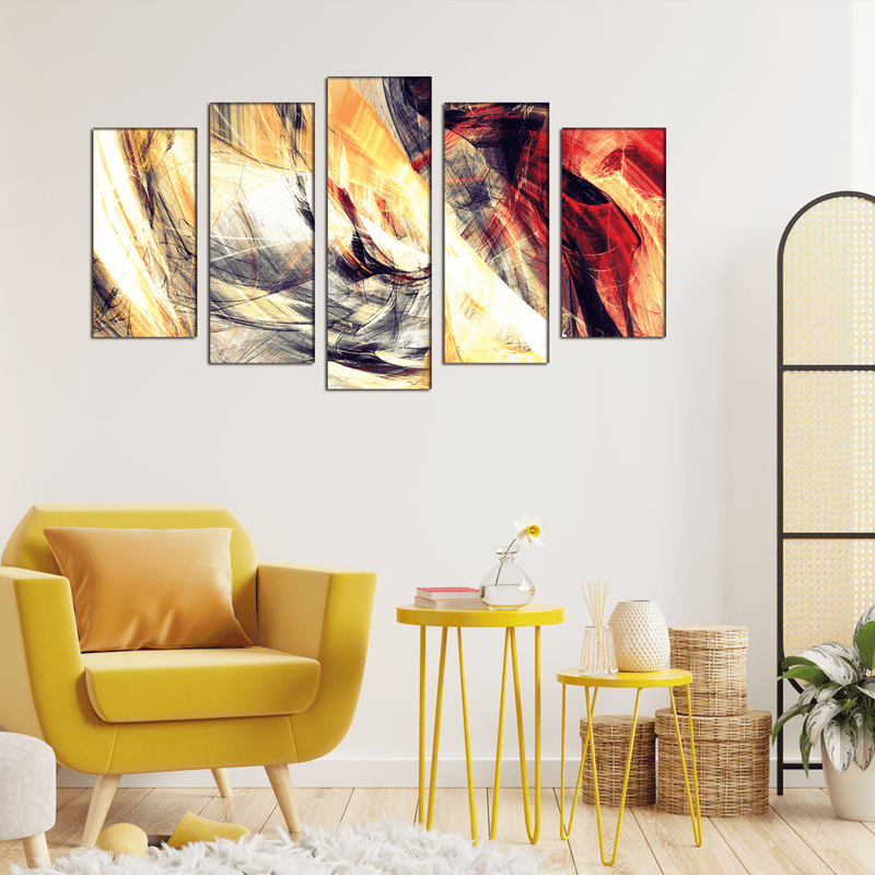 DECORGLANCE Panel painting Smoke Effect Abstract Canvas Wall Painting- With 5 Frames