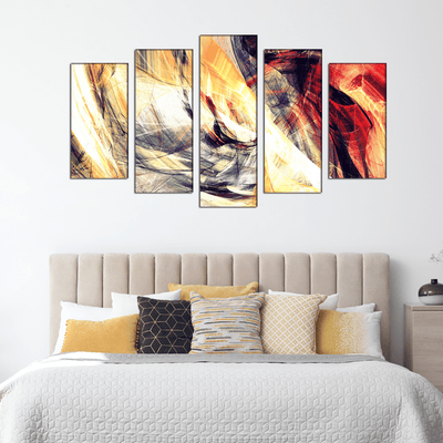 DECORGLANCE Panel painting Smoke Effect Abstract Canvas Wall Painting- With 5 Frames