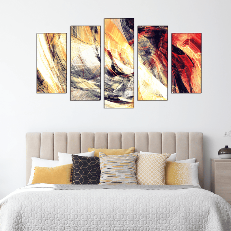 DECORGLANCE Panel painting Smoke Effect Abstract Canvas Wall Painting- With 5 Frames