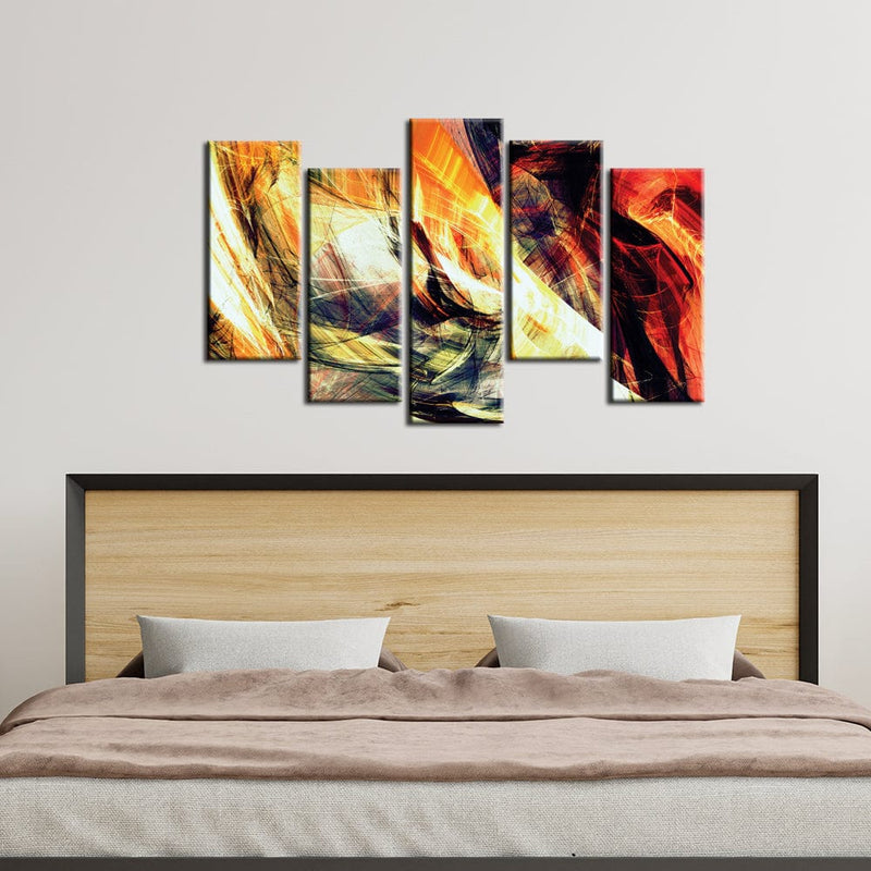 DECORGLANCE Panel painting Smoke Effect Abstract Canvas Wall Painting - With 5 Frames