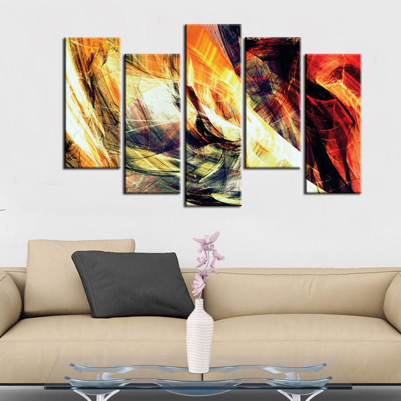 DECORGLANCE Panel painting Smoke Effect Abstract Canvas Wall Painting - With 5 Frames