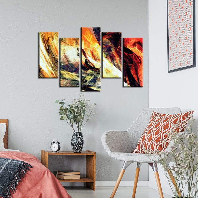 DECORGLANCE Panel painting Smoke Effect Abstract Canvas Wall Painting - With 5 Frames