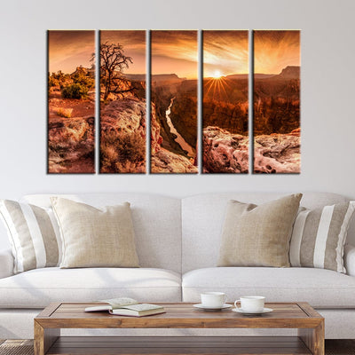 DECORGLANCE Panel painting Panel Painting Sunset Grand Canyon Canvas Wall Painting- With 5 Frames