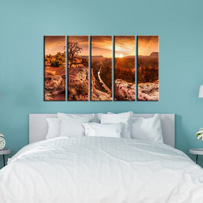 DECORGLANCE Panel painting Panel Painting Sunset Grand Canyon Canvas Wall Painting- With 5 Frames