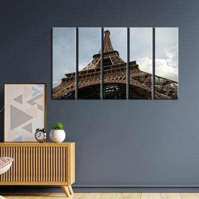 Closeup Shoot Of Eiffel Tower Canvas Wall Painting- With 5 Frames