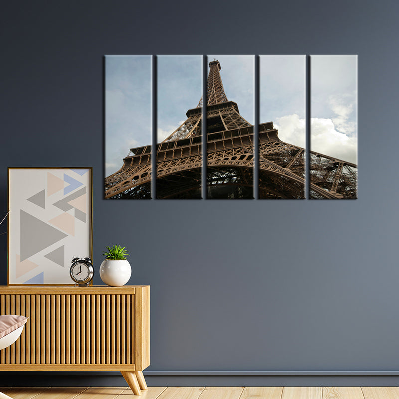 Closeup Shoot Of Eiffel Tower Canvas Wall Painting- With 5 Frames