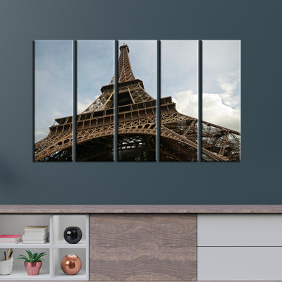 Closeup Shoot Of Eiffel Tower Canvas Wall Painting- With 5 Frames