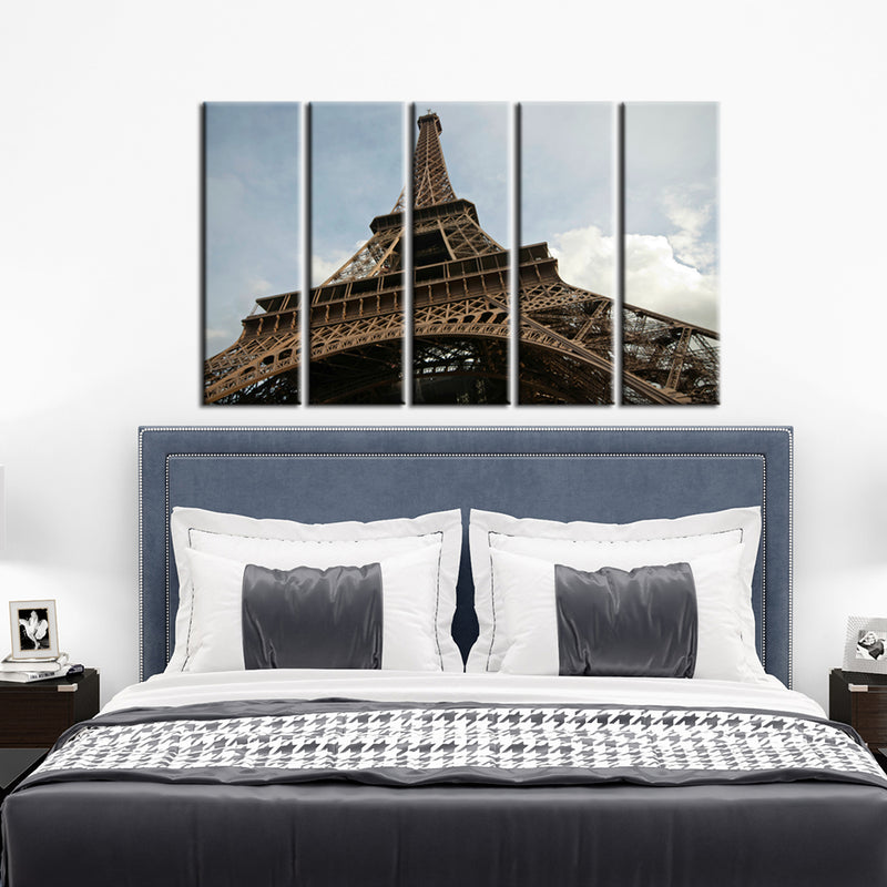 Closeup Shoot Of Eiffel Tower Canvas Wall Painting- With 5 Frames