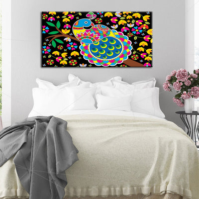 Madhubani Pattern Peacock Canvas Wall Painting