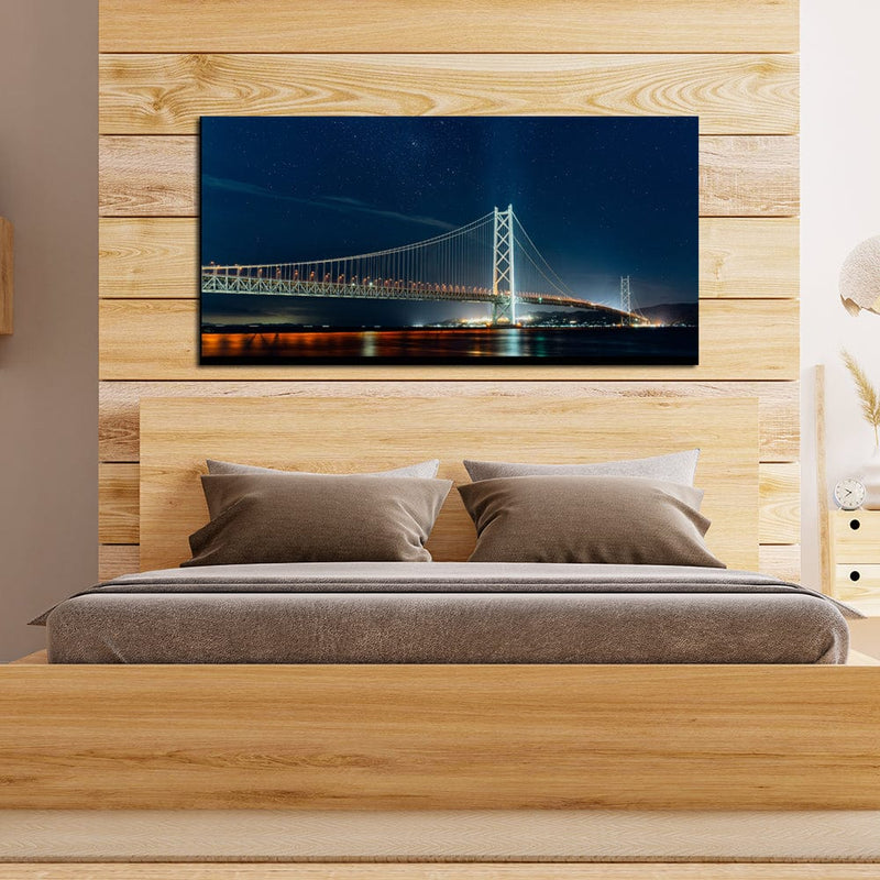 DecorGlance Pearl Bridge At Night View Canvas Wall Painting