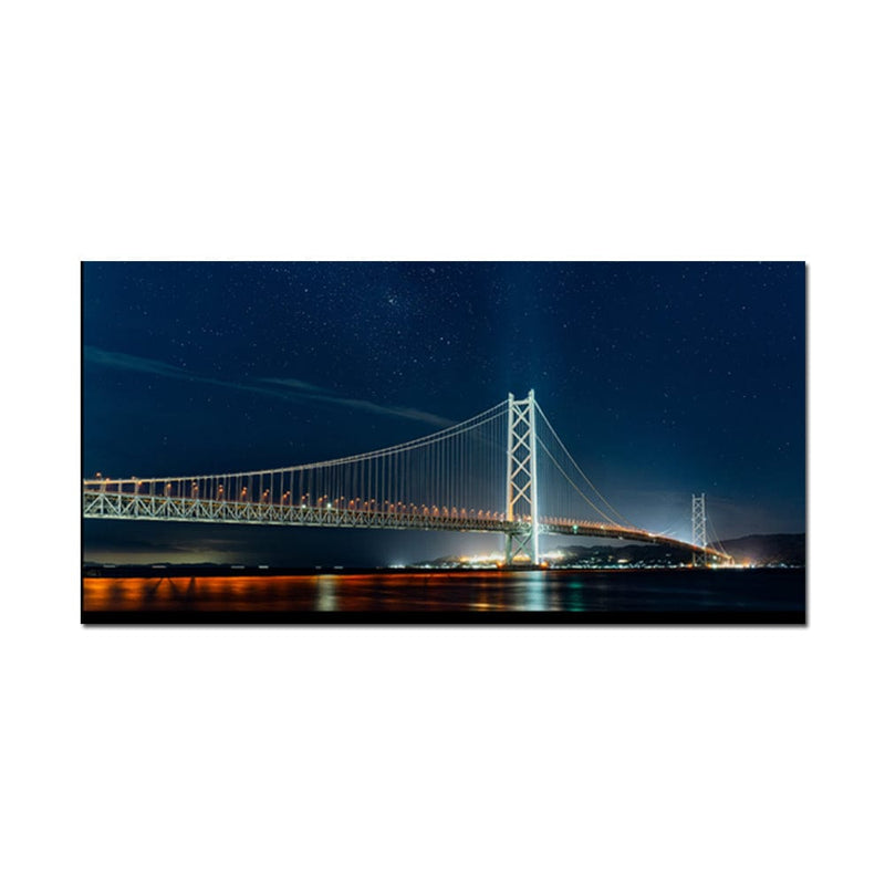 DecorGlance Pearl Bridge At Night View Canvas Wall Painting
