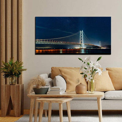 DecorGlance Pearl Bridge At Night View Canvas Wall Painting