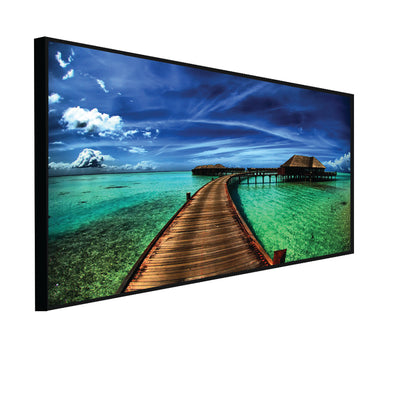 Colourful Beach Canvas Floating Frame Wall Painting