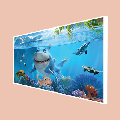 Baby Shark Under Sea Canvas Floating Frame Wall Painting