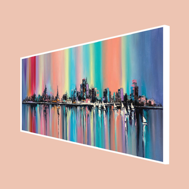 City View Abstract Canvas Floating Frame Wall Painting