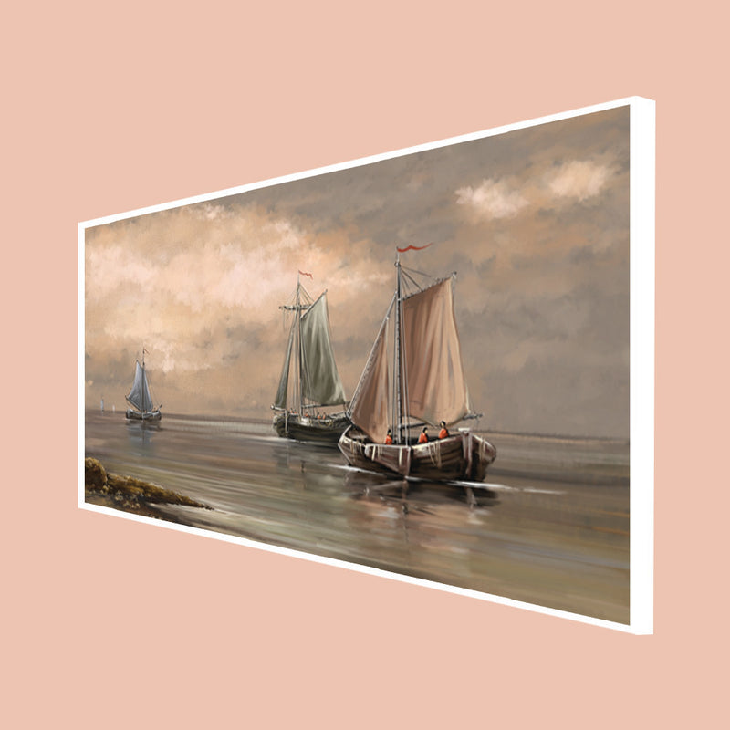 Row Boat Canvas Floating Frame Wall Painting