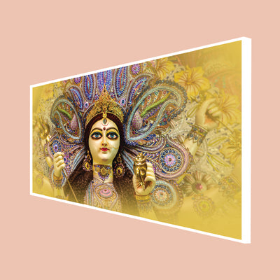 Elegant Durga Maa Face Floating Frame Canvas Wall Painting