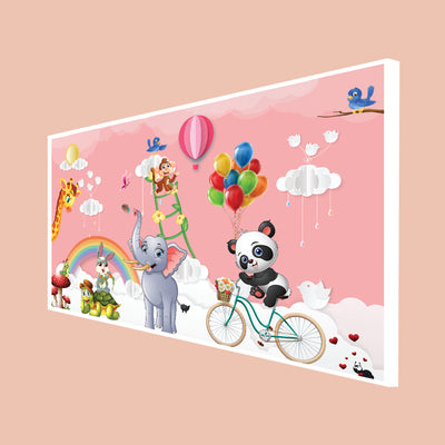 Animal's Cartoon Canvas Floating Frame Wall Painting