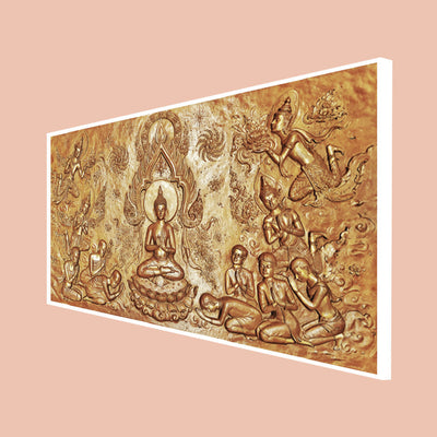 Golden Buddha Canvas Floating Frame Wall Painting