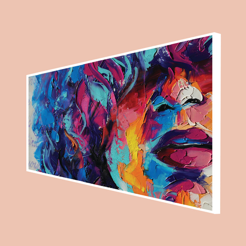 Multicolor Face Art Floating frame Canvas Painting