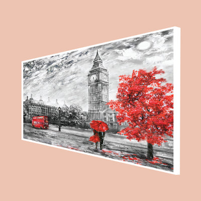 Couple In Paris Floating Frame Canvas Wall Painting