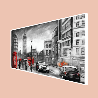 Grey-Scale Illustration Floating Frame Canvas Wall Painting