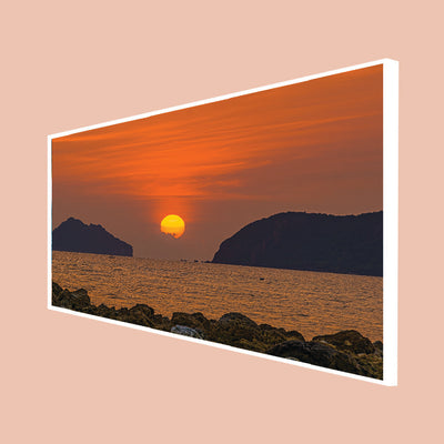 Beautiful Orange Sunset View Floating Frame Canvas Wall Painting