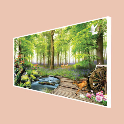 Beautiful Forest Scenery Floating Frame Canvas Wall Painting