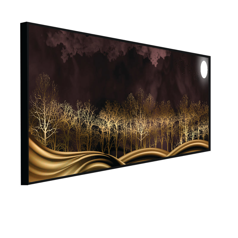 Golden Tree Canvas Floating Frame Wall Painting