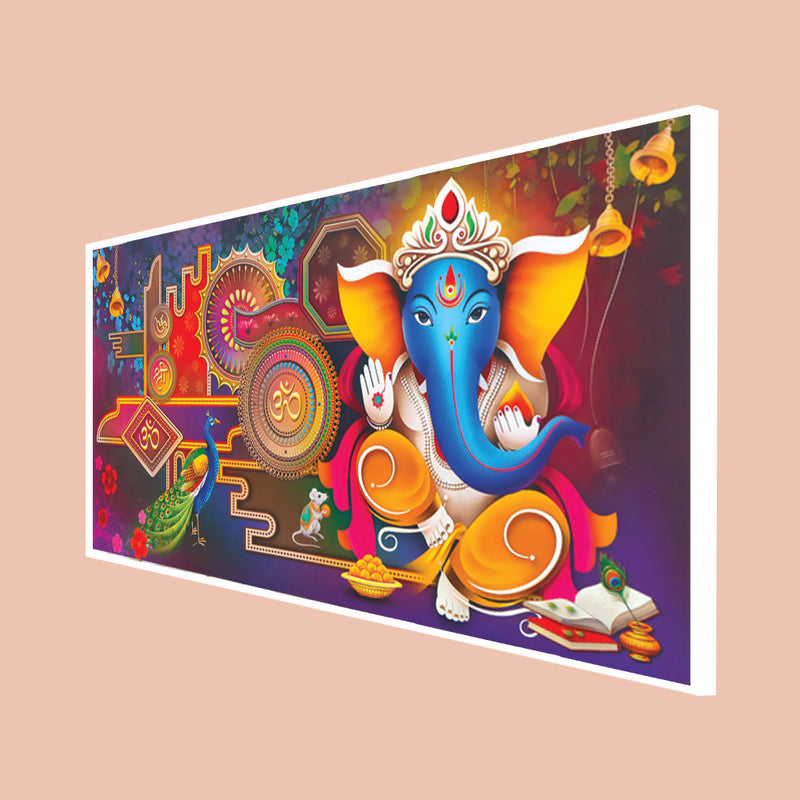 Artistic Ganesha Canvas Floating Frame Wall Painting