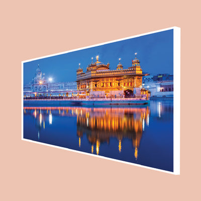 Golden Temple Canvas Floating Frame Wall Painting